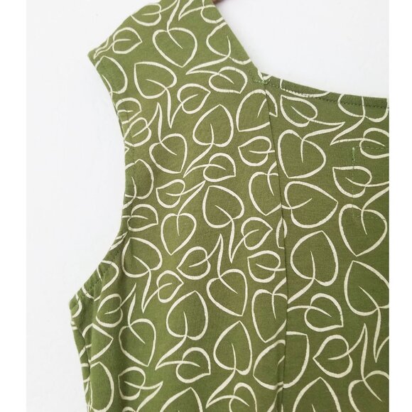 Effie's Heart Green Midi Dress with White Leaf Pattern - Picture 11 of 15